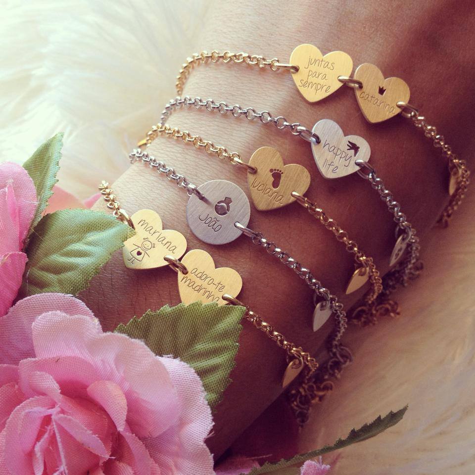 pulseira love duas medalhas