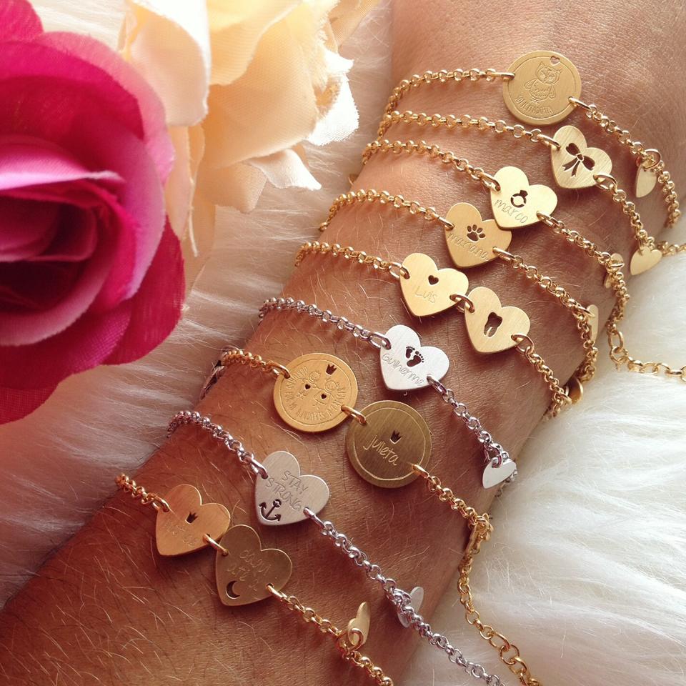 pulseira love duas medalhas