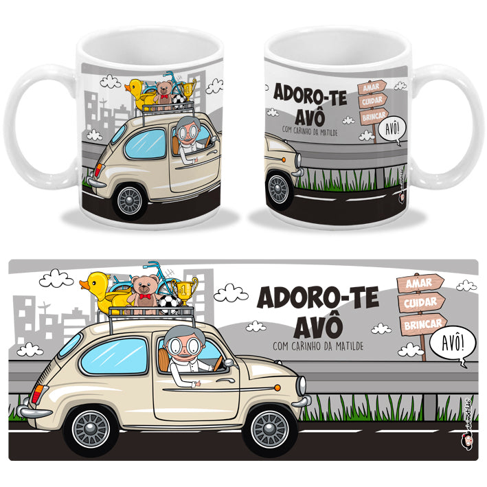 caneca avós - lírio e carro