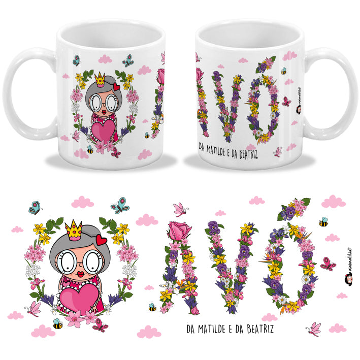 caneca avós - flores e histórias