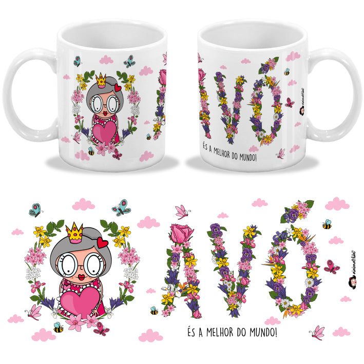 caneca avós - flores e histórias