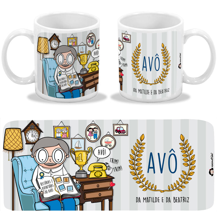 caneca avós - flores e histórias