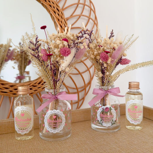 jarra com flores para a madrinha (ambientador 50ml  incluído)