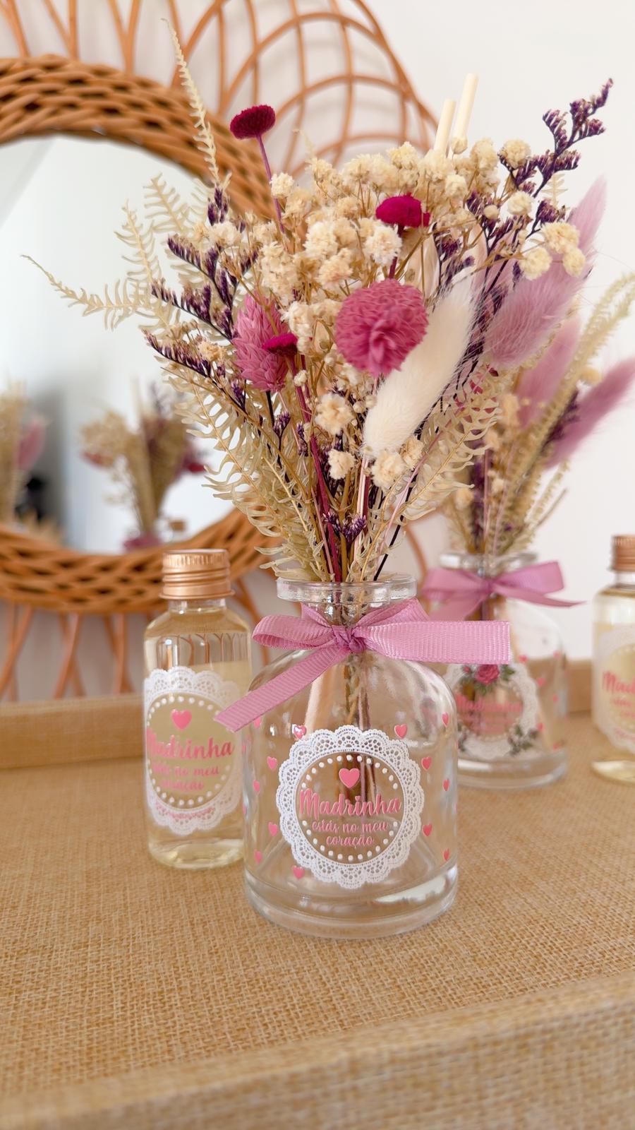 jarra com flores para a madrinha (ambientador 50ml  incluído)