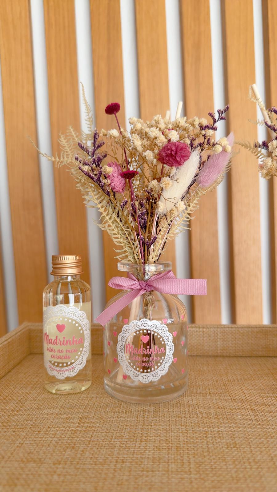 jarra com flores para a madrinha (ambientador 50ml  incluído)