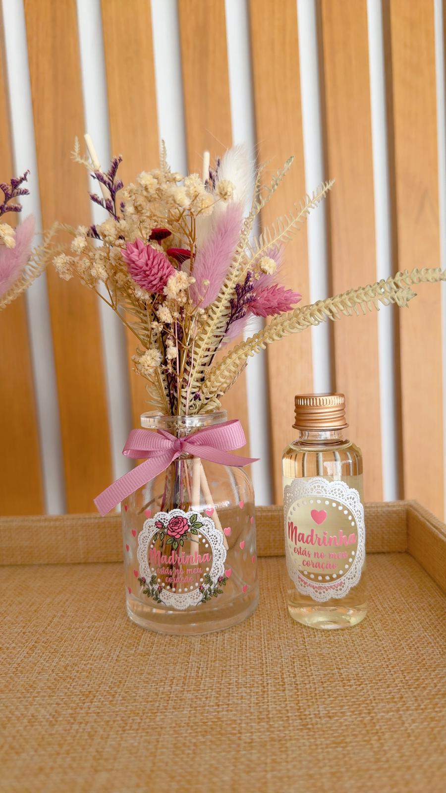 jarra com flores para a madrinha (ambientador 50ml  incluído)